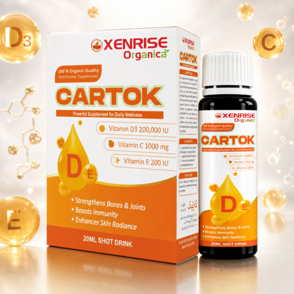 cartok – vitamin d3 + c + e nutritional supplement 20ml shot drink | xenrise organica